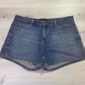 Calvin Klein Mid-Rise Side Slit Denim Shorts, Size 16